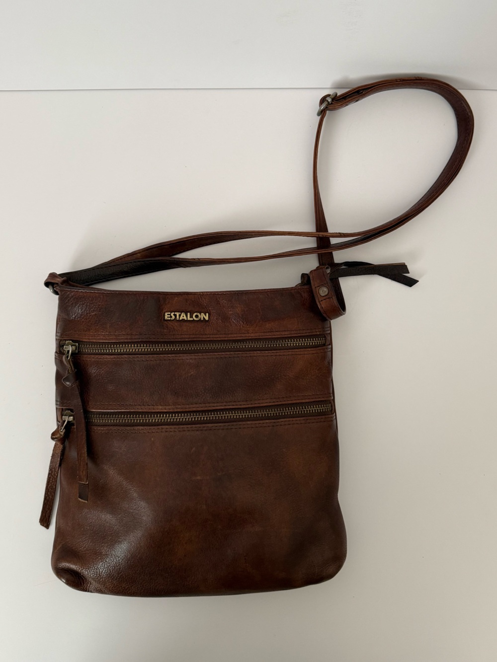ESTALON Brown Leather Crossbody Bag - Classic Everyday Tote